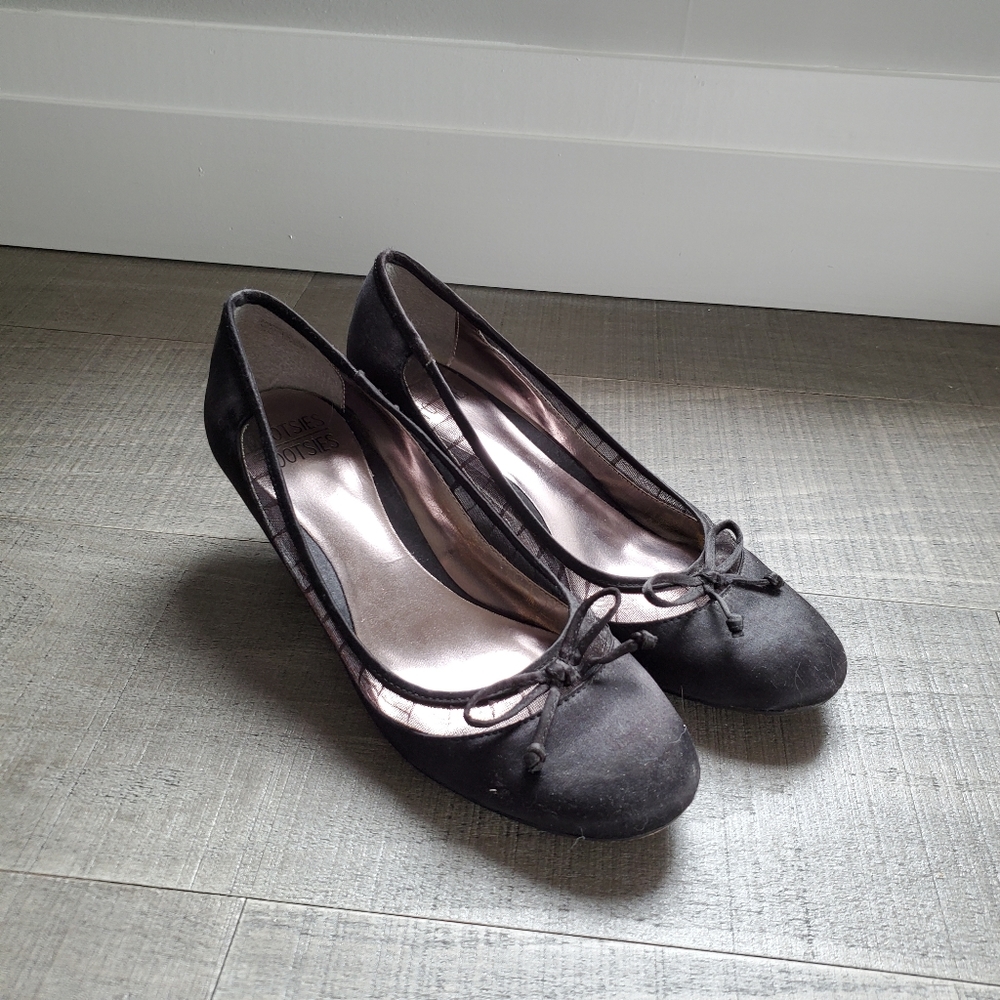 Casual Mid Heel Pumps Mesh Rim and Bow